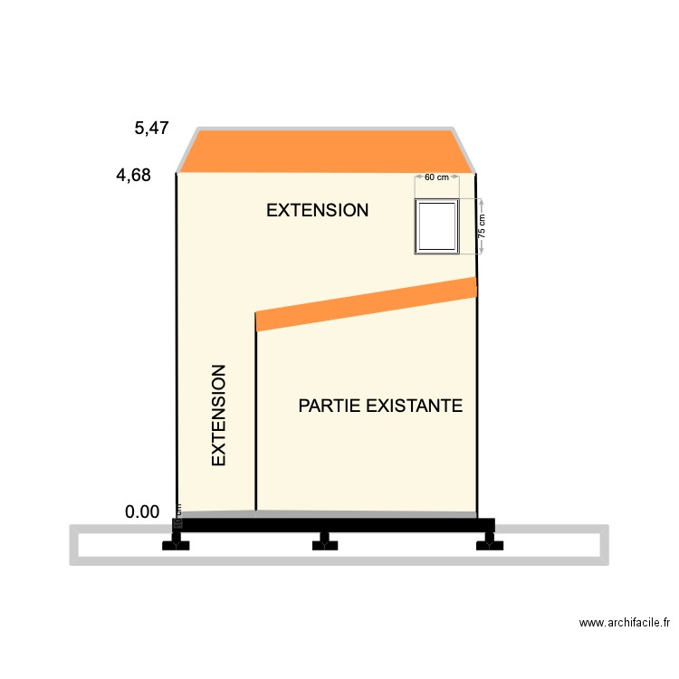 volx façade nord. Plan de 4 pièces et 22 m2