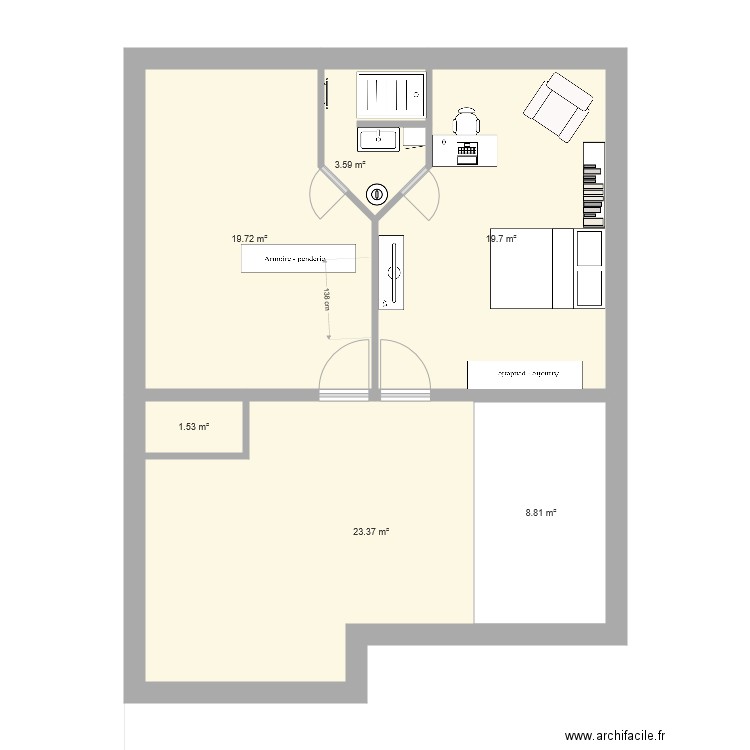 plan cloisons etage meublé. Plan de 0 pièce et 0 m2