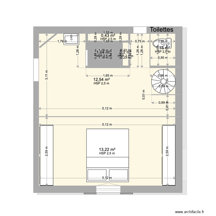 Le Grand Buat : Petite maison 1er etage Nouveau Plan lit devant fenetre. Plan de 0 pièce et 0 m2