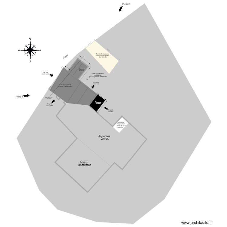 Plan de masse. Plan de 1 pièce et 540 m2