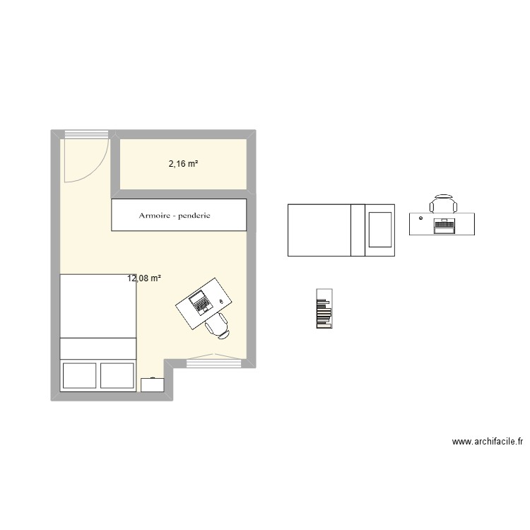BEDROOM 3. Plan de 2 pièces et 14 m2