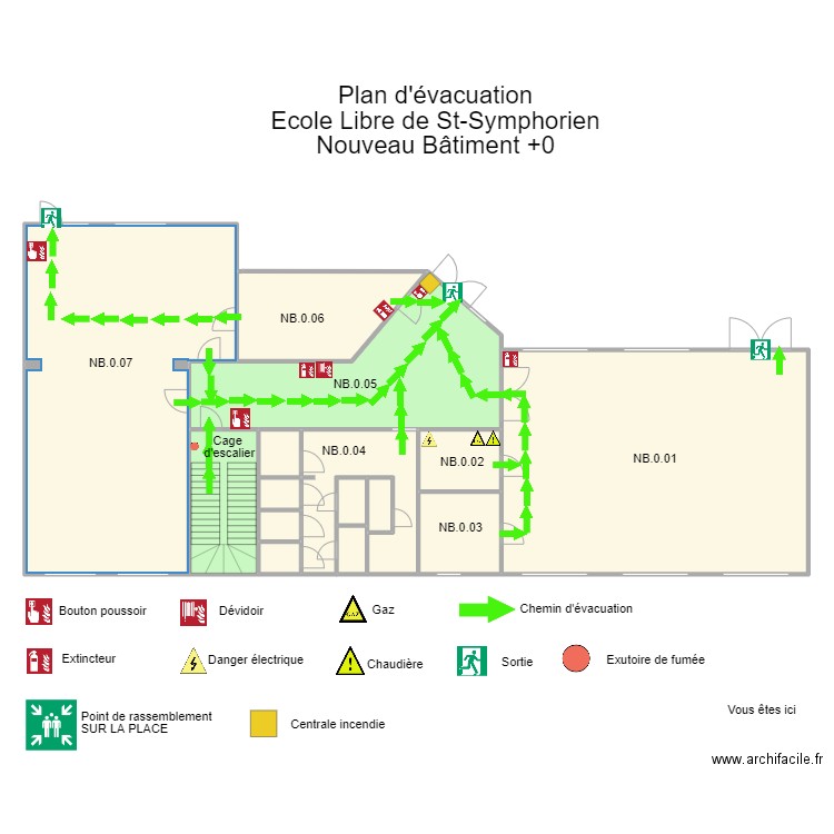 St Symphorien nouveau bâtiment rez de chaussée. Plan de 15 pièces et 332 m2