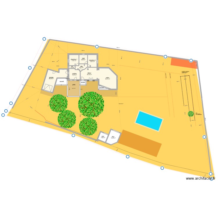 modif position. Plan de 16 pièces et 193 m2