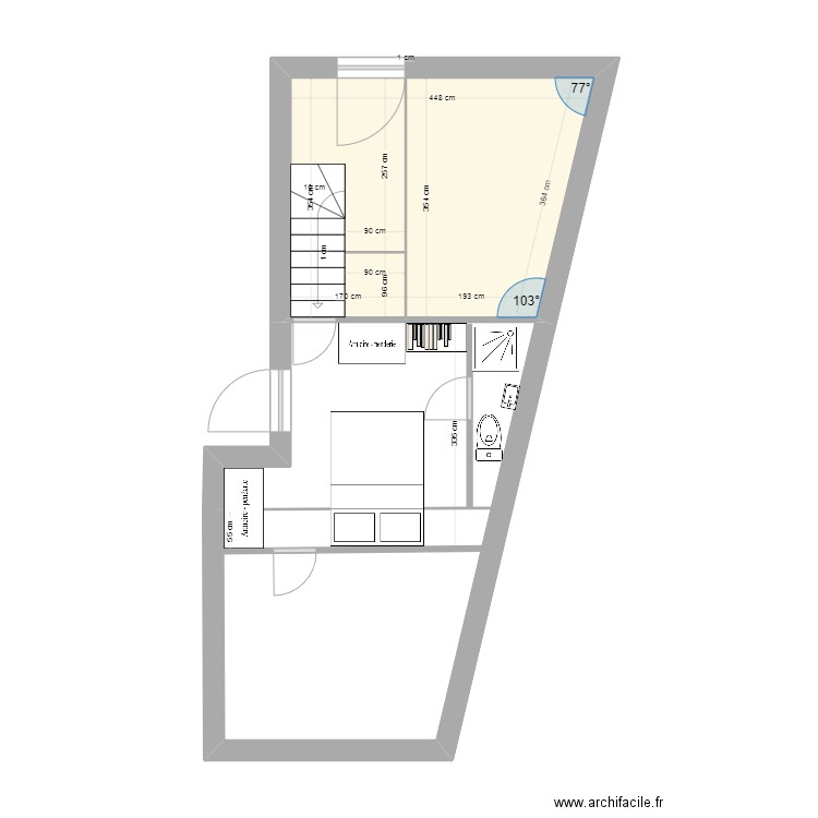 garage cherveux, plan projet chambre. Plan de 1 pièce et 14 m2