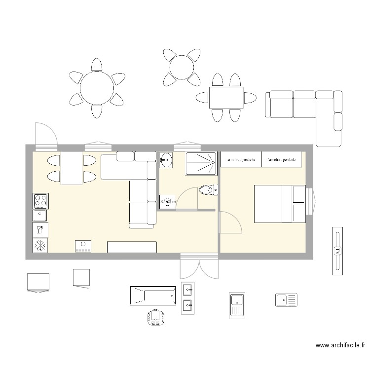 NOUVELLE CONSTRUCTION 2. Plan de 1 pièce et 37 m2