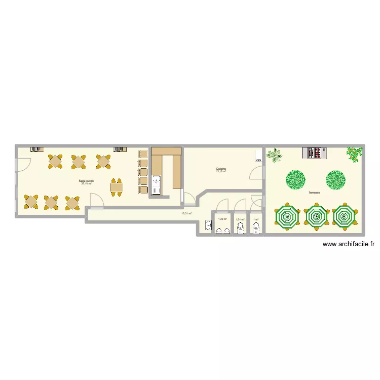 Hesbaye REZ avec meubles. Plan de 