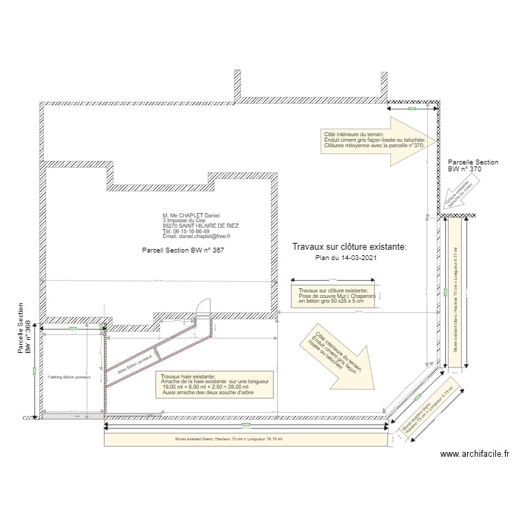 Travaux Clôture existante . Plan de 0 pièce et 0 m2