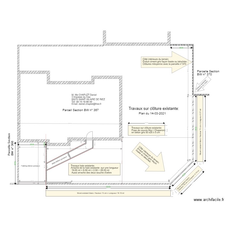 Travaux Clôture existante . Plan de 0 pièce et 0 m2