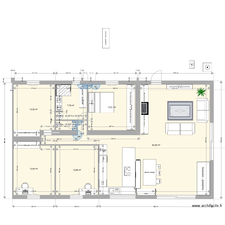 loft souplex. Plan de 6 pièces et 124 m2