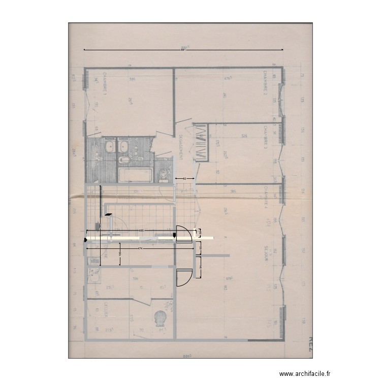 LECLERC SAGY 4. Plan de 5 pièces et 22 m2