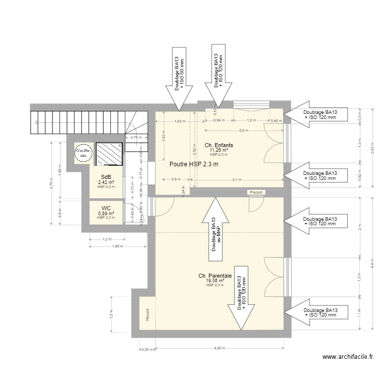 MATIERE . Plan de 7 pièces et 34 m2