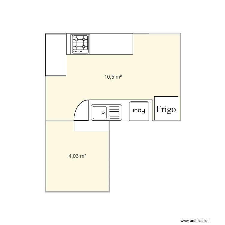 cuisine 02. Plan de 2 pièces et 15 m2