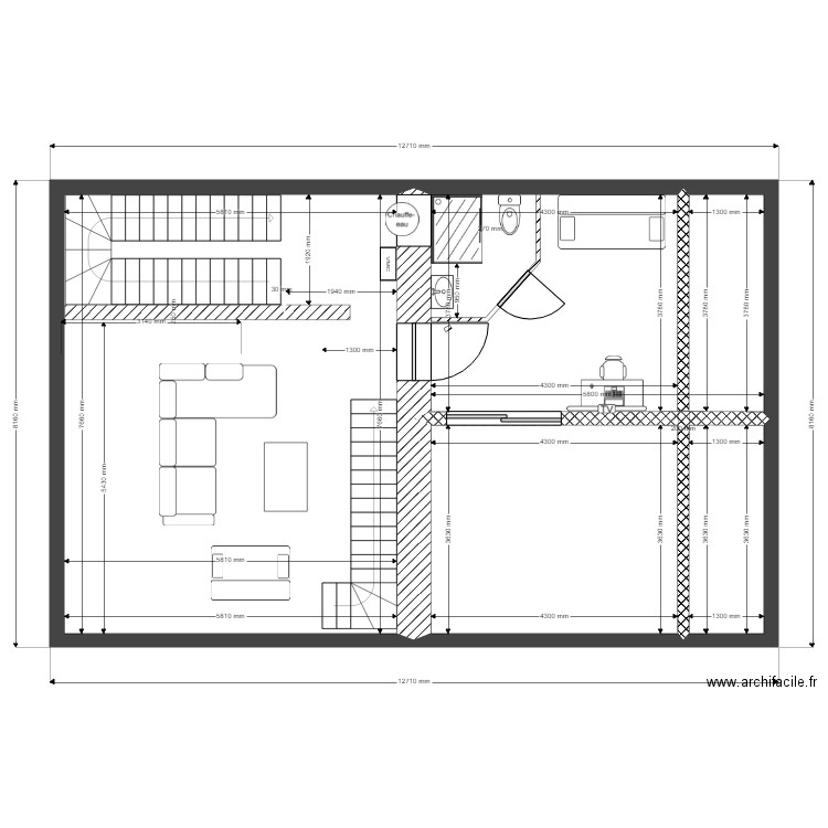 combles amenagees 15 ascenc 133 cotes avec ecal. Plan de 4 pièces et 86 m2