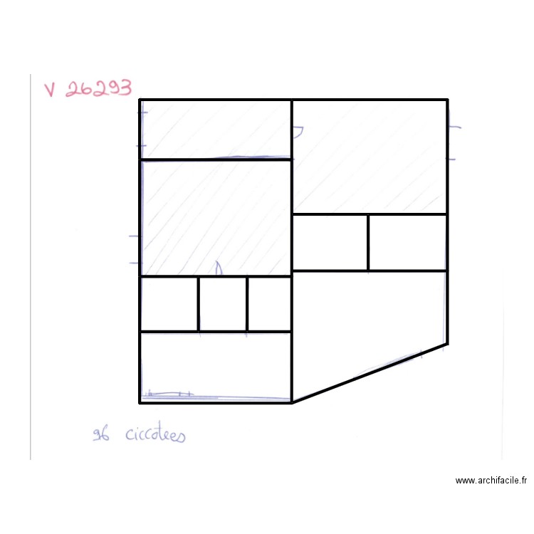 26293 croquis. Plan de 9 pièces et 77 m2