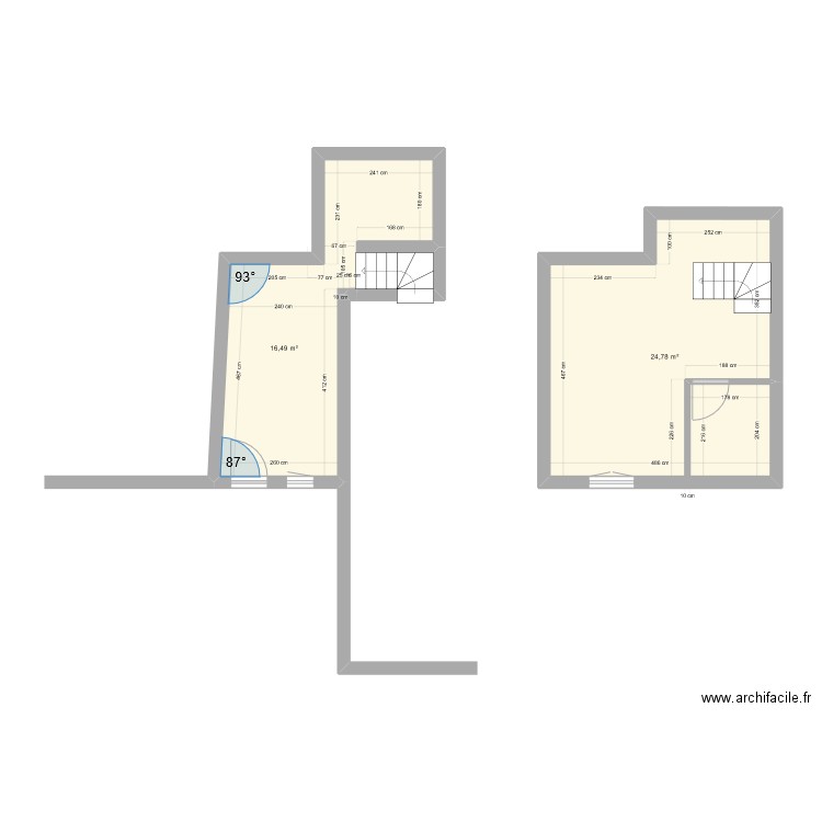 AirBnB. Plan de 3 pièces et 43 m2