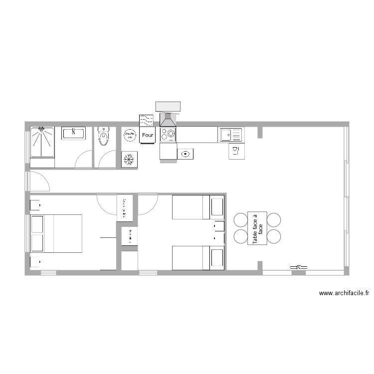 Bécune aménagé. Plan de 0 pièce et 0 m2