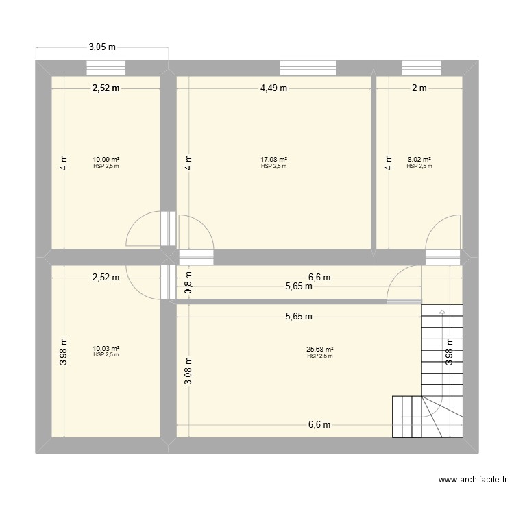 saulty 3. Plan de 5 pièces et 72 m2