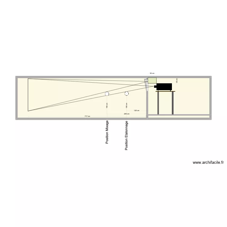 Cabine Projection Etal Bierges. Plan de 