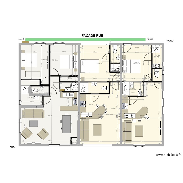 PROJET 4 Studio sup N et EST. Plan de 0 pièce et 0 m2