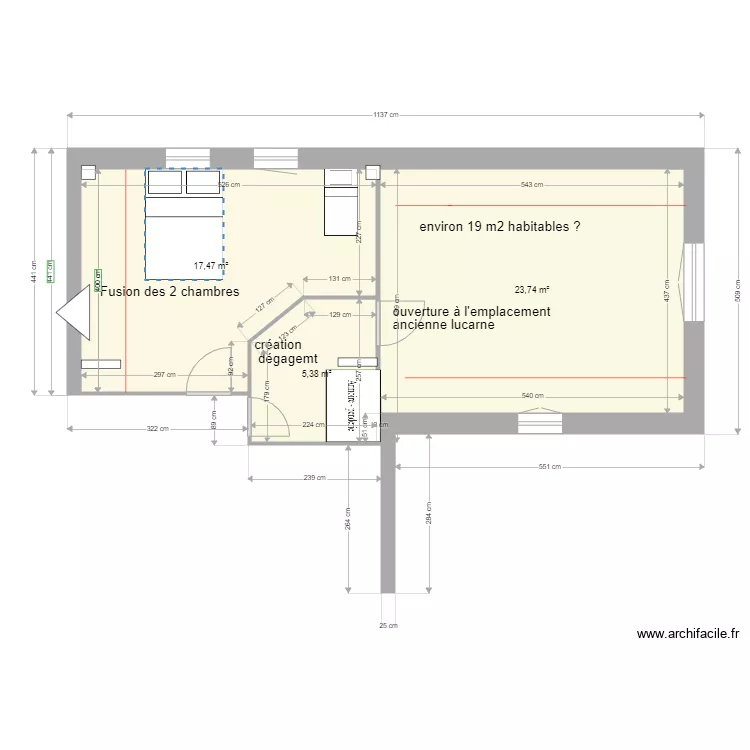 ETAGE SUD EXTENSION 5 B bureau accès séparé. Plan de ETAGE SUD EXTENSION 5 B bureau accès séparé. Plan de