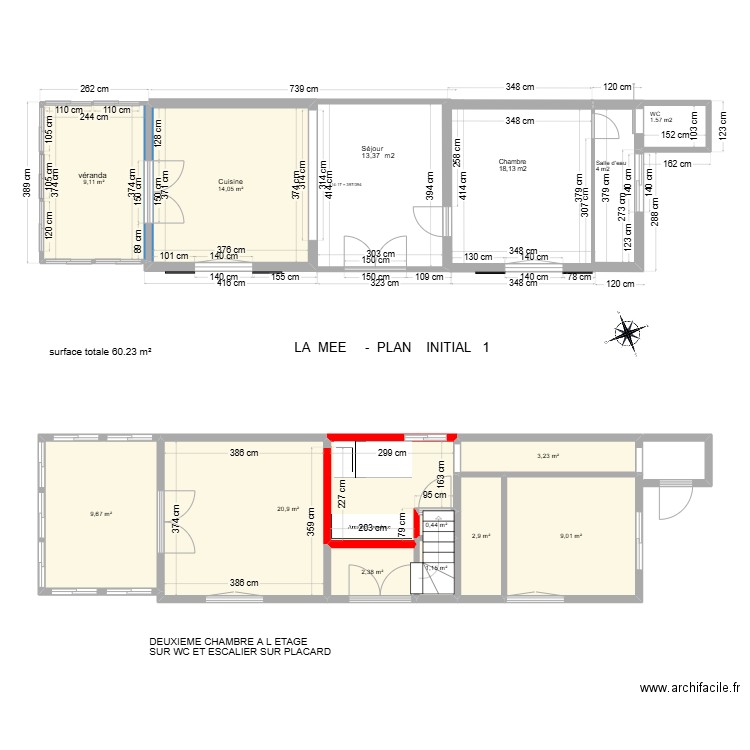 la MEE 3. Plan de 5 pièces et 75 m2