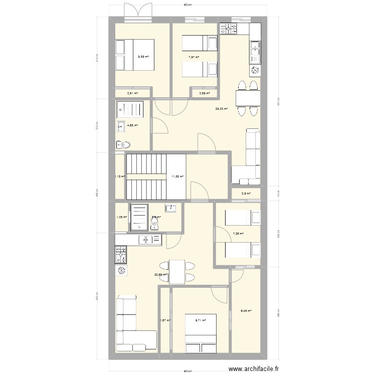 maison rdc. Plan de 16 pièces et 116 m2