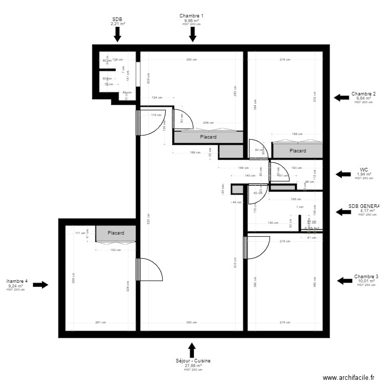 Plan général Matthieu. Plan de 15 pièces et 79 m2