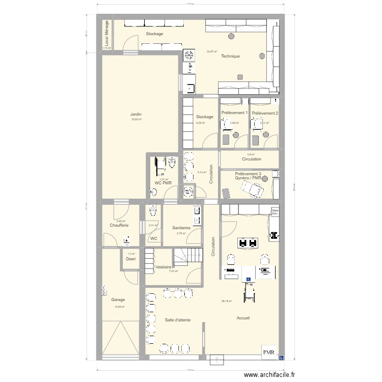 Chambly. Plan de 17 pièces et 193 m2