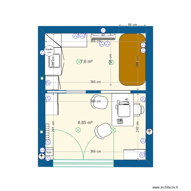 Local 1. Plan de 2 pièces et 16 m2