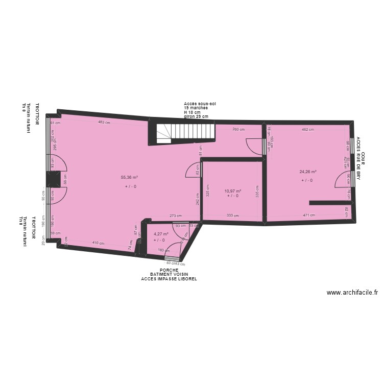 3 CABINET PARA MEDICAL DE CHENNEVIERES RDC AVANT TRAVAUX. Plan de 7 pièces et 99 m2