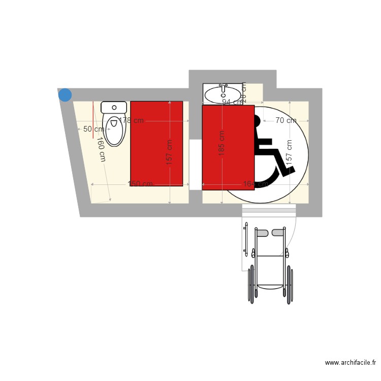 focus toilettes café de l hôtel de la gare  après travaux. Plan de 0 pièce et 0 m2