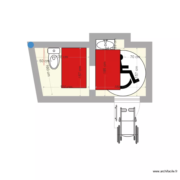 focus toilettes caf&eacute; de l h&ocirc;tel de la gare  apr&egrave;s travaux. Plan de 