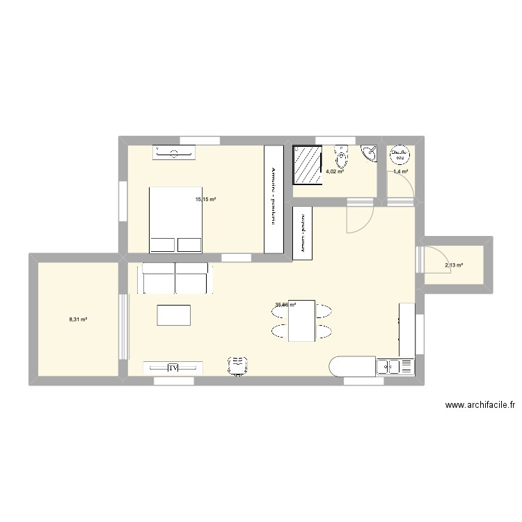 chalet 60m2 a vendre . Plan de 6 pièces et 67 m2