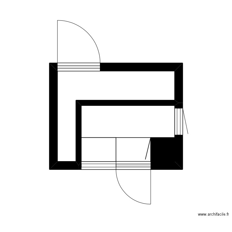 plan 3x3. Plan de 2 pièces et 3 m2