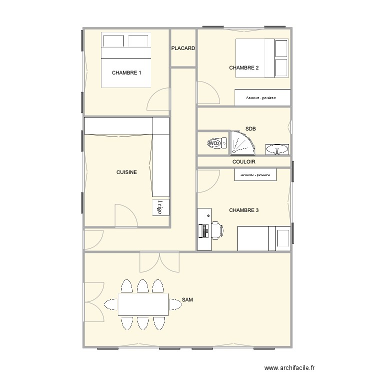 Michel. Plan de 10 pièces et 81 m2