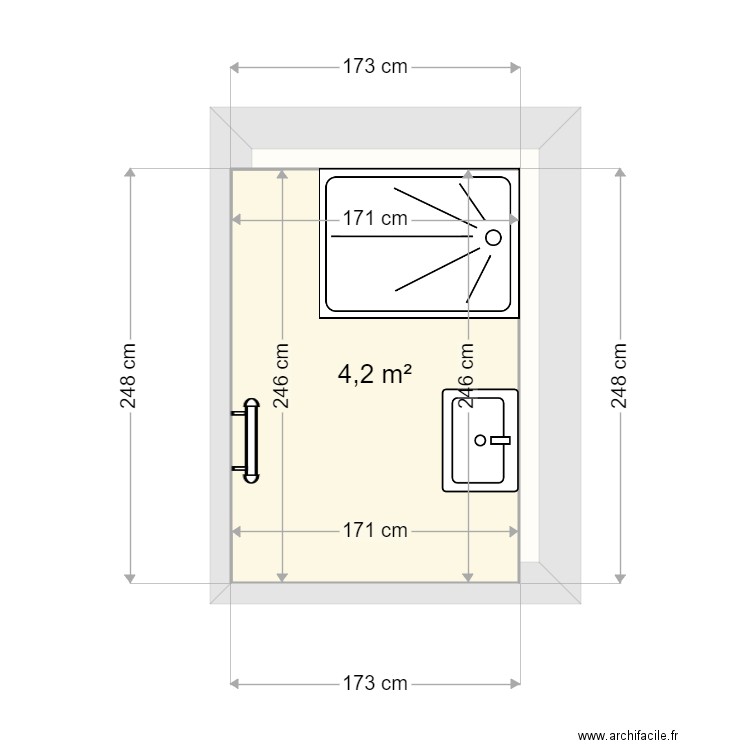 Plan Miguel. Plan de 2 pièces et 8 m2