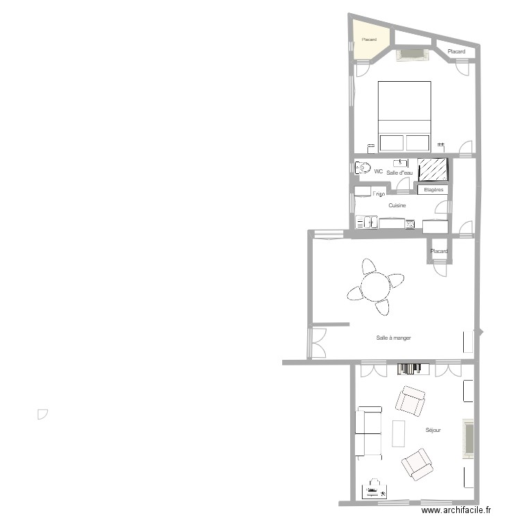 Plan Projet 27 Chomel. Plan de 1 pièce et 5 m2