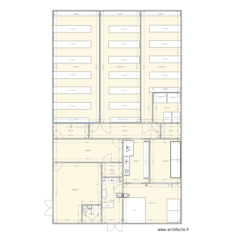 fromagerie v9. Plan de 15 pièces et 233 m2