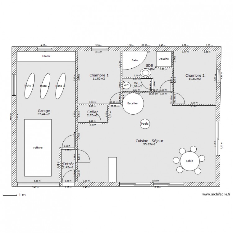 surfaces. Plan de 0 pièce et 0 m2