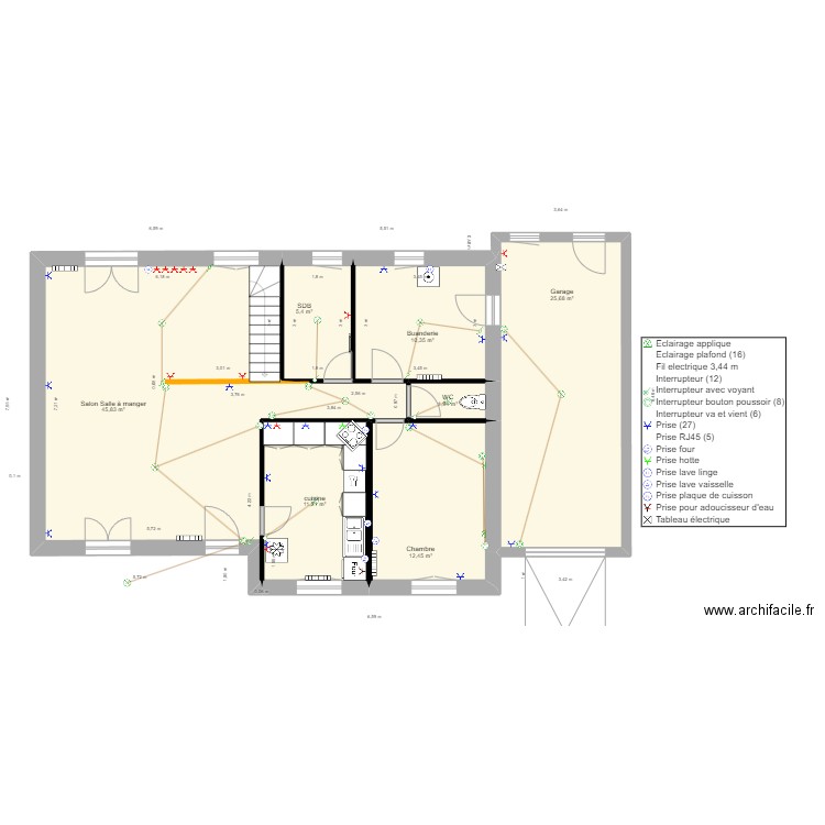 Maison étage avec élec sans meubles. Plan de 17 pièces et 231 m2