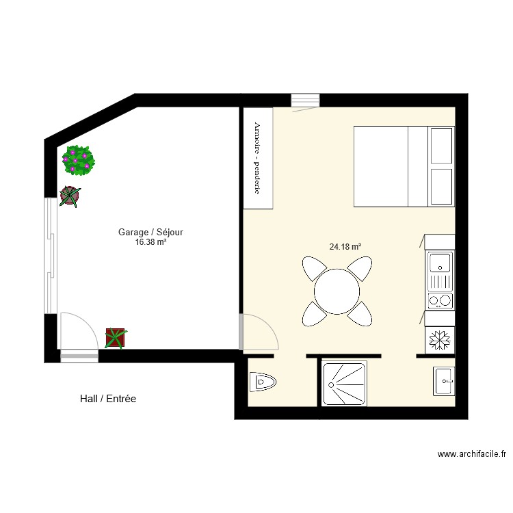  25 m2  garage Nobles V2. Plan de 0 pièce et 0 m2