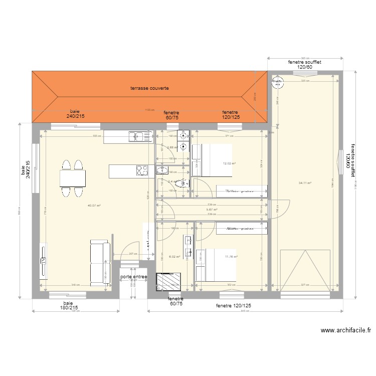 plan laloupe terrasse couverte . Plan de 0 pièce et 0 m2