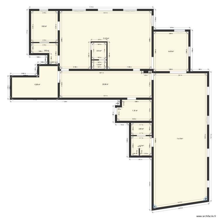 Restaurant hieville. Plan de 12 pièces et 209 m2