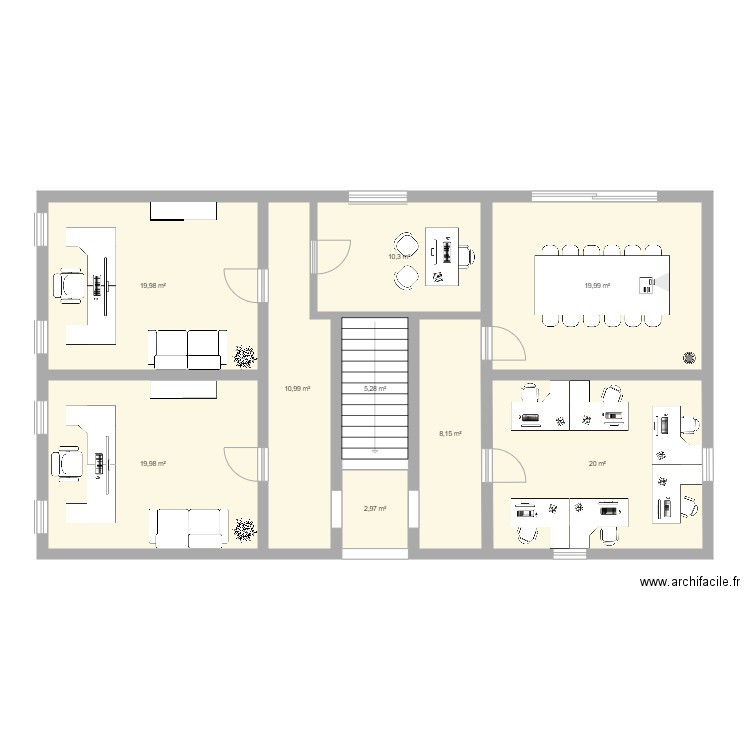 etage . Plan de 9 pièces et 118 m2