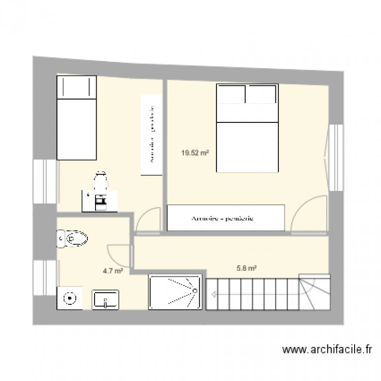 Anatole France 5ème étage duplex 2 aménagé. Plan de 0 pièce et 0 m2