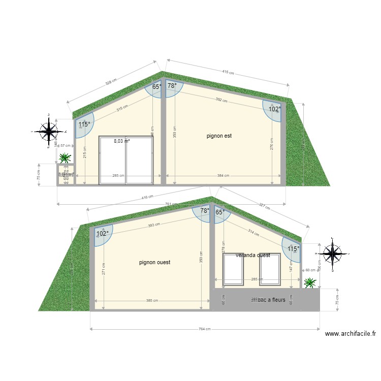 plan en coupe pignons a travers. Plan de 0 pièce et 0 m2
