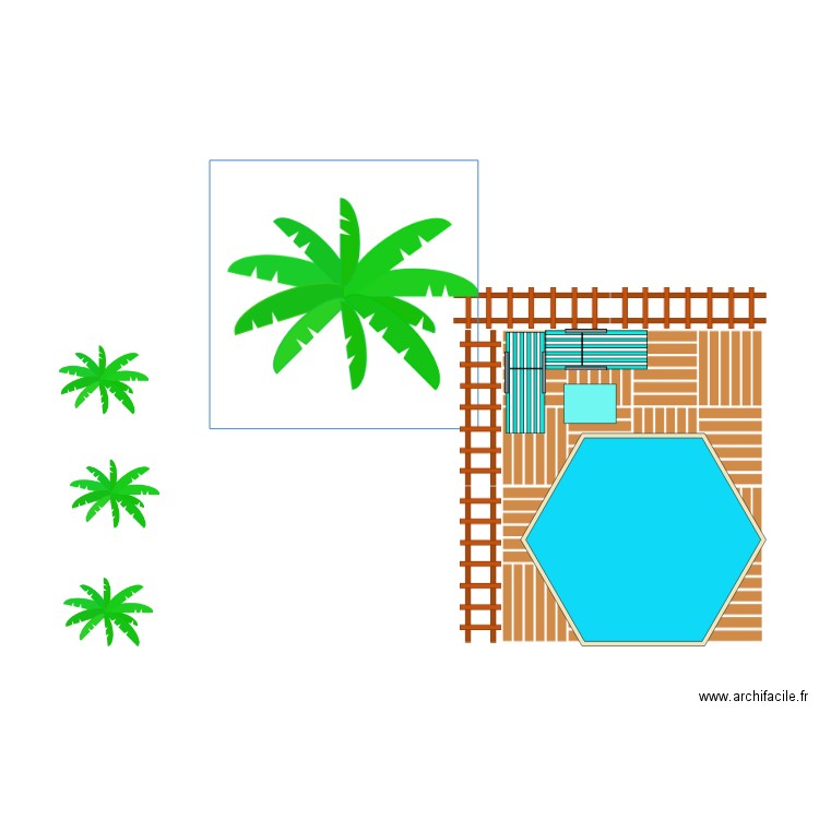 piscine hexa dans le jardin. Plan de 0 pièce et 0 m2