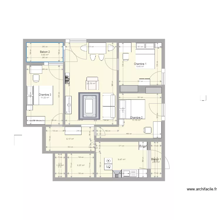 Appartement Toulouse 2. Plan de 