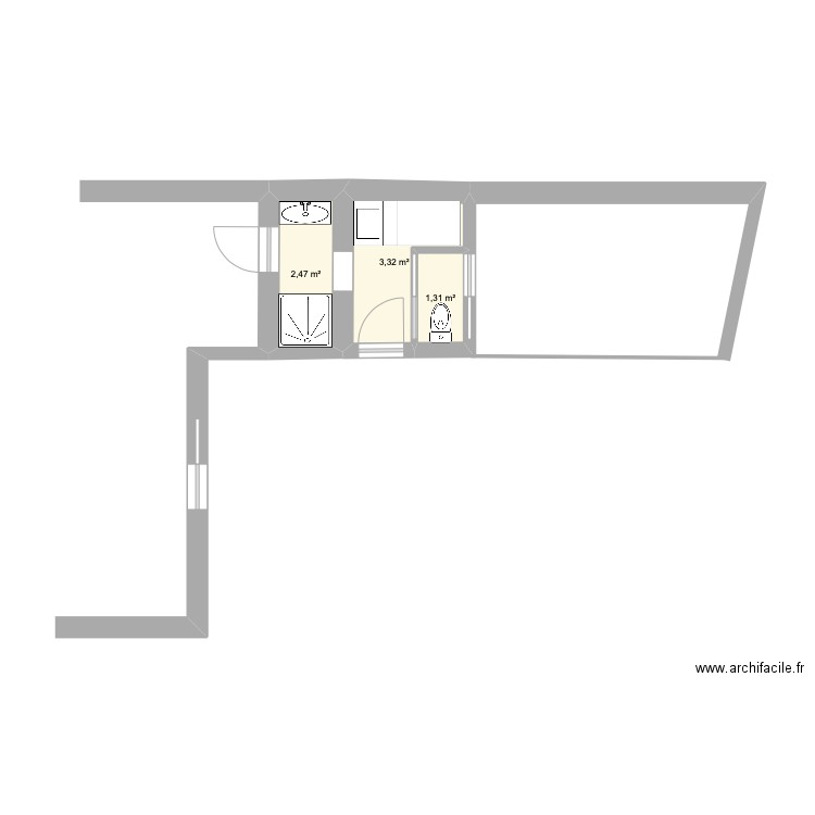 Extension V4 LA TRANCHE. Plan de 3 pièces et 7 m2