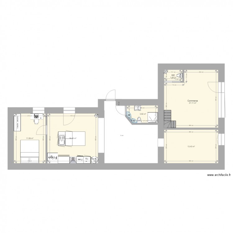 Atelier Plomarc'h V4. Plan de 6 pièces et 70 m2